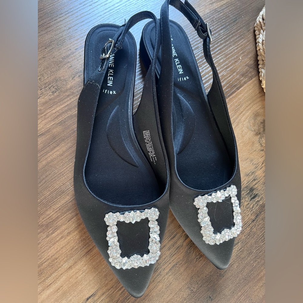 Anne Klein Black Heels with Silver Embellishment